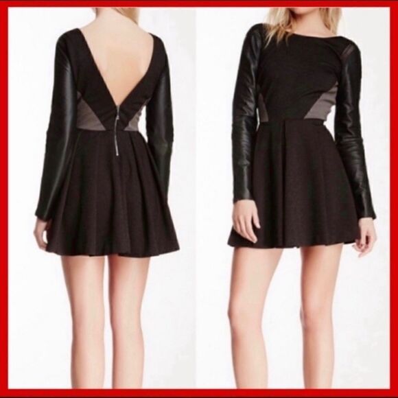 STELLA & JAMIE RIO LEATHER MIX MEDIA STITCH DRESS - Picture 1 of 6